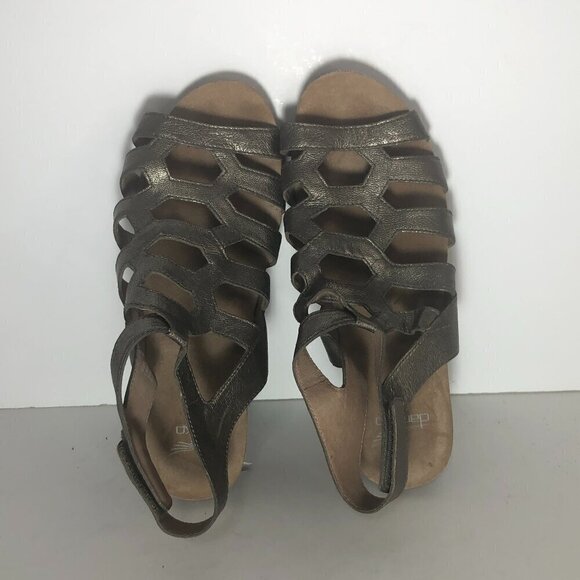 DANSKO Sandals Women's Size 8.5-9 Metallic Gold Strappy Shoes Valentina - Picture 3 of 12
